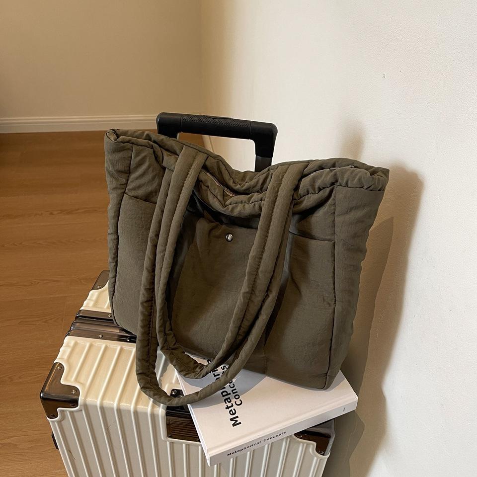 

Вишита ромбовидною ниткою сумка, нова жіноча сумка 2024, осінь і зима, велика місткість, високоякісна сумка, бавовняна сумка класу зелений