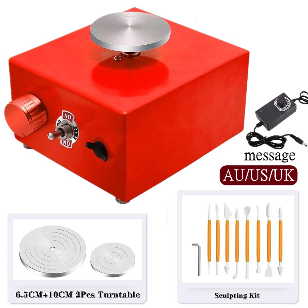 Electric Pottery Wheel Machine with Turntable+Sculpting Kit, DIY Clay Tools Mini Pottery Forming Machine for Arts Crafts Ceramic