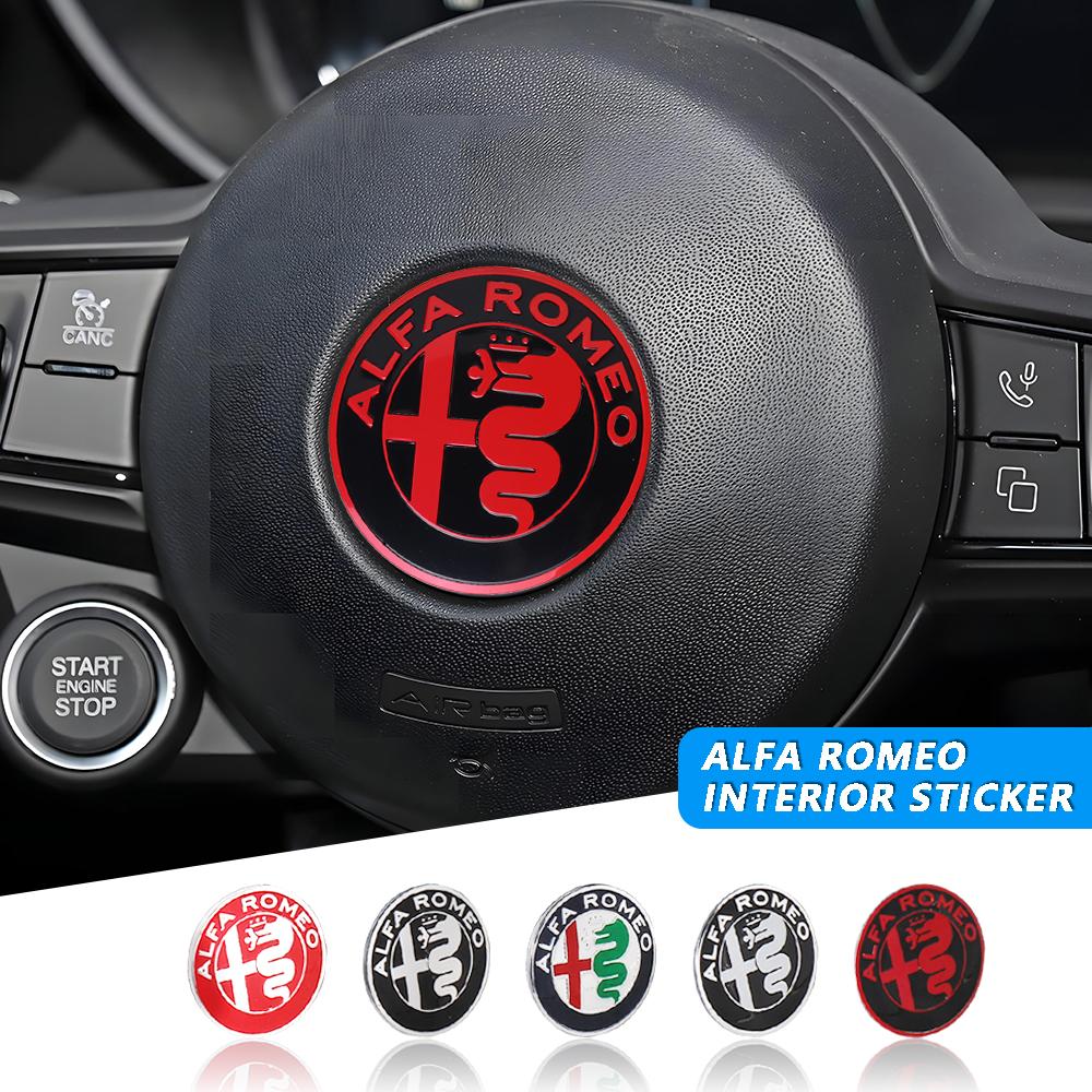 40MM Car Interior Steering Wheel Badge Central Console Knob Decals Auto Accessories For Alfa Romeo Giulia Stelvio Giulietta Mito