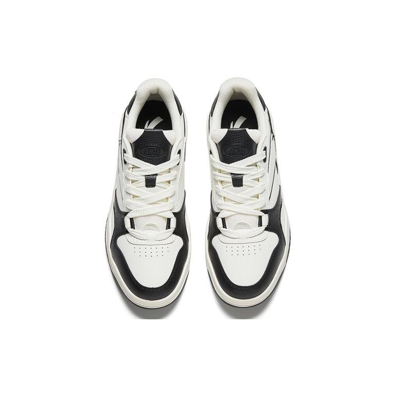 Anta Wave Shoe Slip Resistant, Abrasion Resistant, Lightweight Low top Skateboard Shoes Men's Black White Sneakers 912348003-2