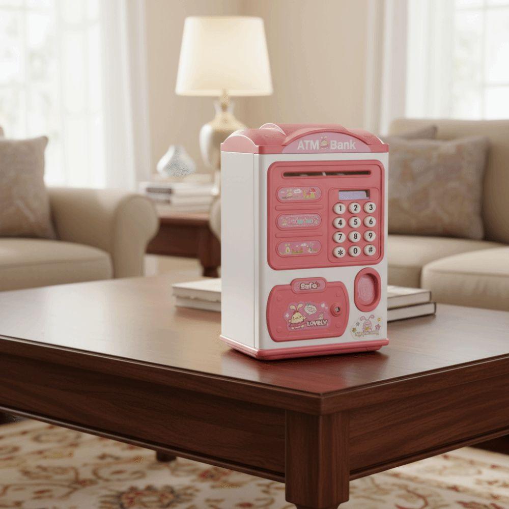 Cartoon Fingerprint Piggy Bank Password Lock Coin Deposit Box Mini ATM Machine Cash Safe  Student