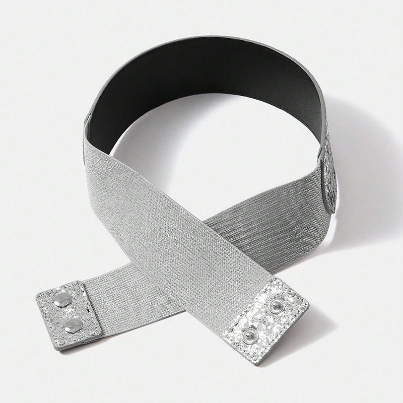 1 Piece Women's Gritt Elastic Fashion Party Shiny Adjustable Waist Cover Sequins Women's Wide Belt