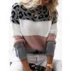 Women's Autumn and Winter Clashing Colours Round Neck Pullover Casual Knitted Loose Sweater