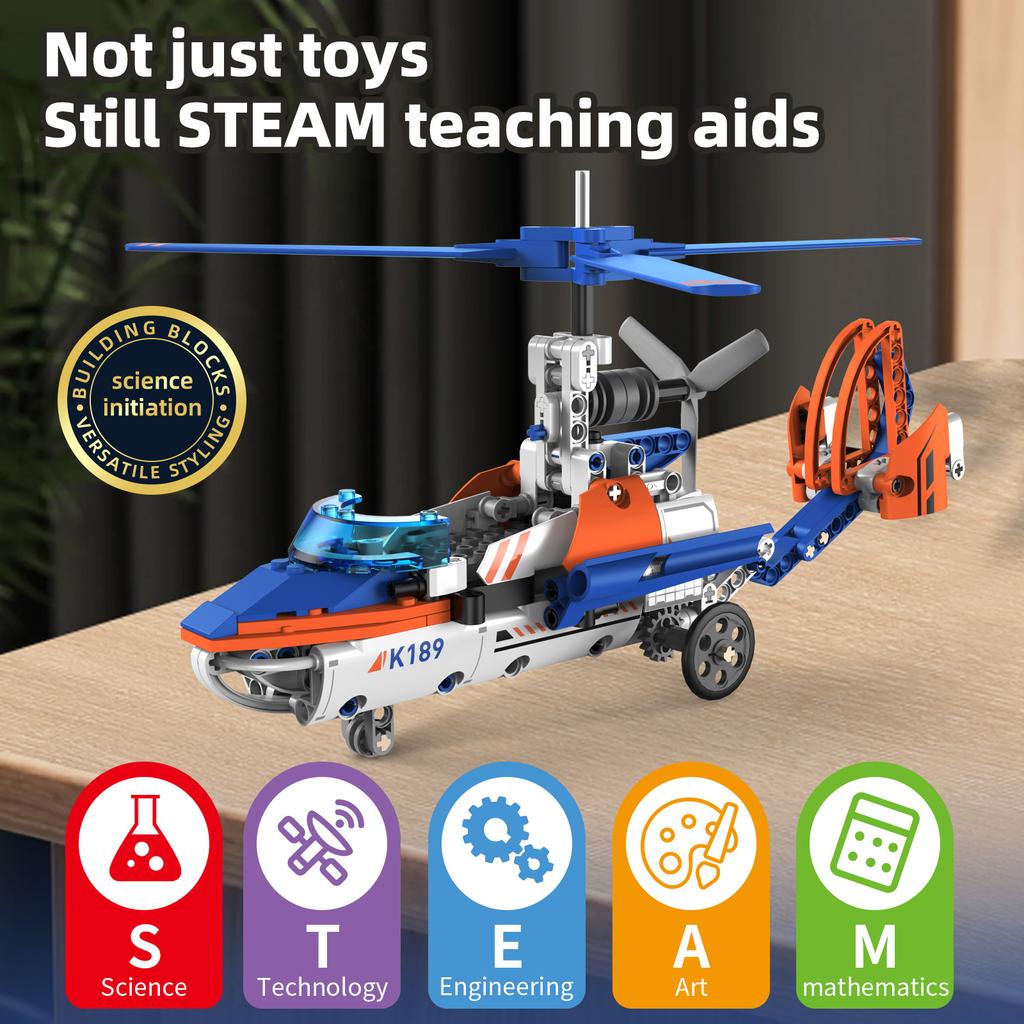Moc 325Pcs 5 In 1 Creative Electric Rc Aircraft Model Assembly Diy Building Blocks Children'S Puzzle Toys Birthday Gift