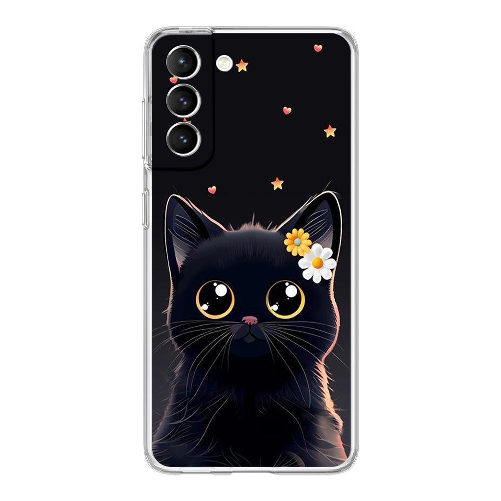 cartoon lovely cat Art fashion Phone Case For Samsung Galaxy S24 S23 S22 S20 Ultra S21 FE 5G S10 S9 Plus S10E S8 Clear Cover