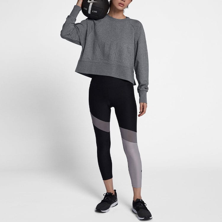 Nike Sweatshirts Women's Gray Crew Neck Moderate Regular AH8437-091