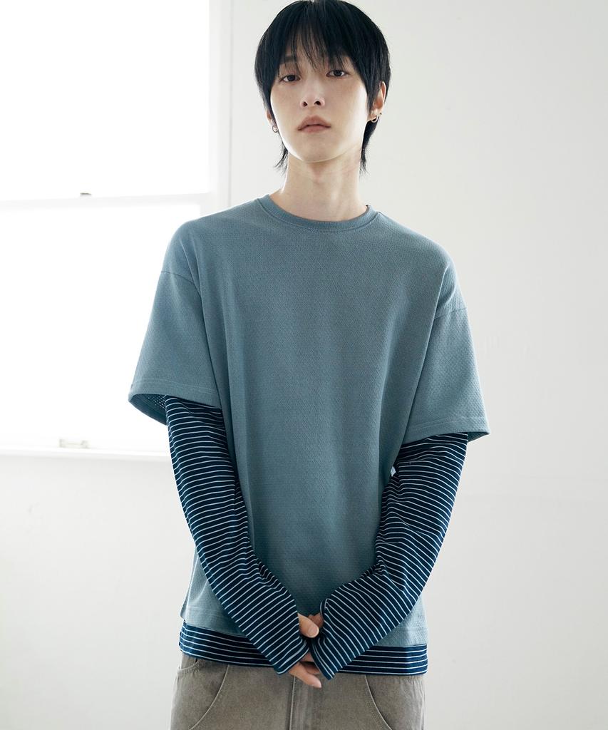 Mimdeowodeulobeu Striped Layered Long Sleeve_Blue