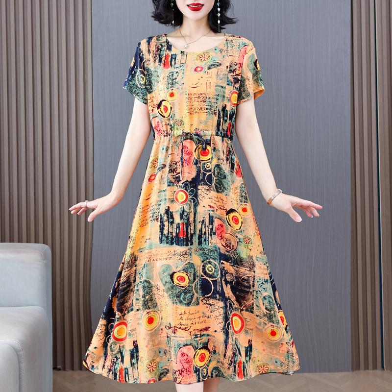 

Елегантні жіночі сукні Літній вінтажний одяг Повсякденний великий розмір з короткими рукавами Літні довгі сукні 3XL