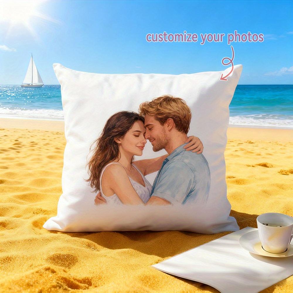 1 customized pillow, customizable photo pillow, personalized name pillowcase, suitable for bed travel, lumbar support, outdoor c