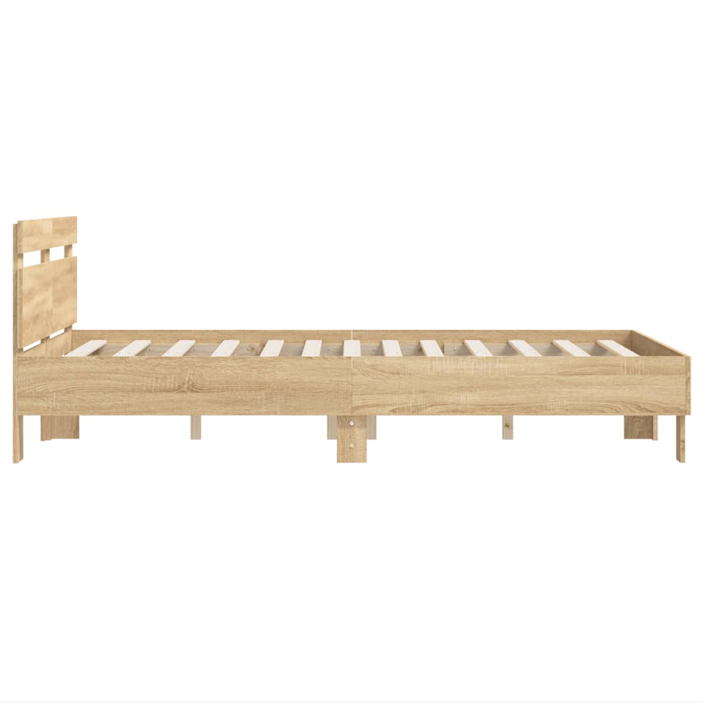 Bed Frame with Headboard Sonoma Oak Finish 120 x 200 cm Engineered Wood