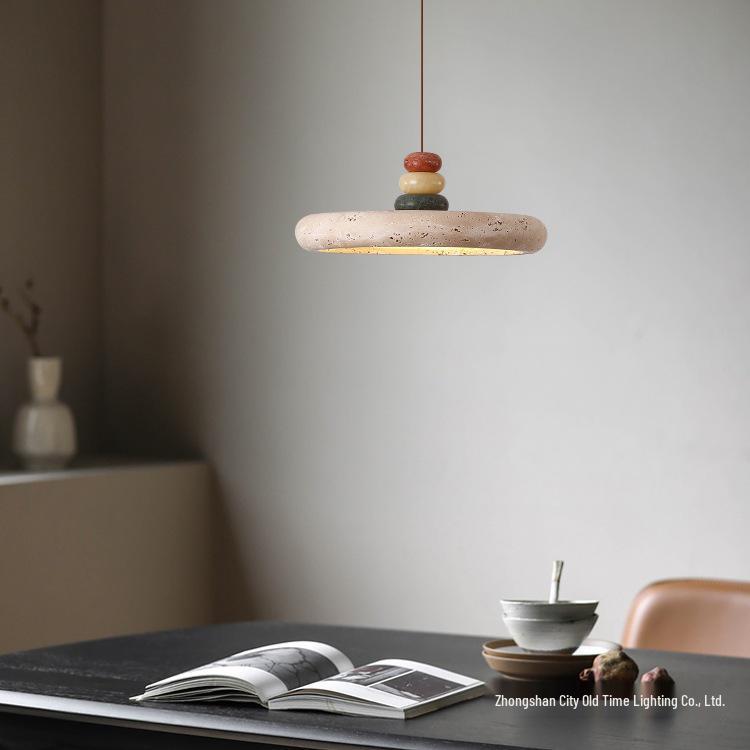 Wabi-Sabi Retro Yellow Travertine Chandelier, 2024 New Design for Dining Room or Bar Counter