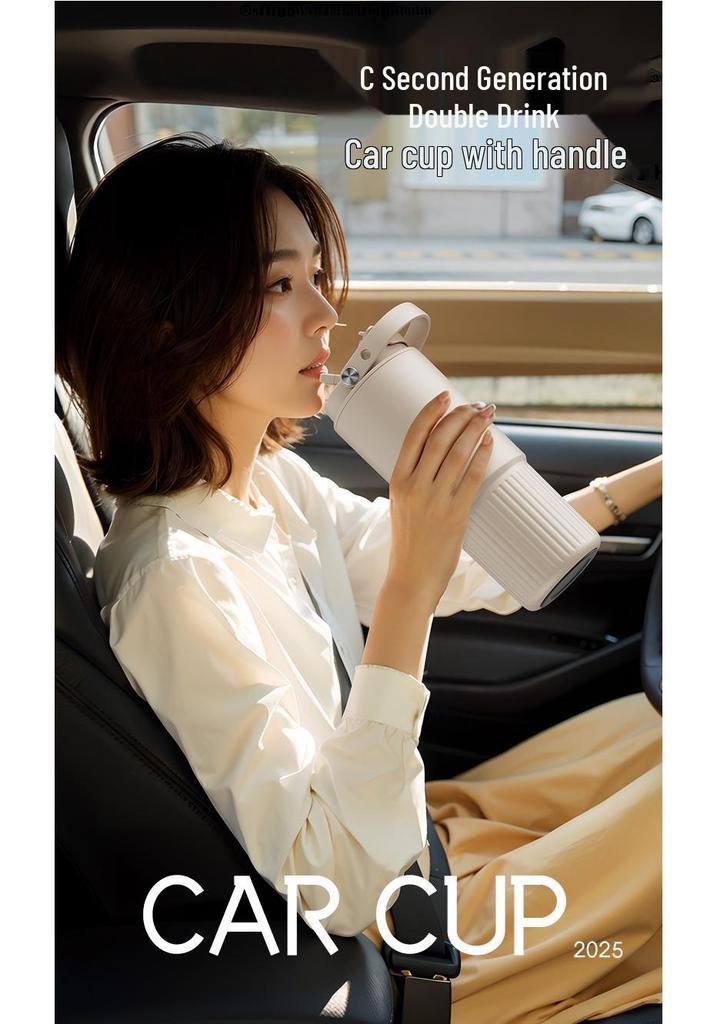 Large Capacity 316 Stainless Steel Insulated Travel Mug with Ceramic Liner and Straw
