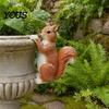 Weatherproof Yard Figurines Planter Climber Squirrel Statue, Cute Lifelike Sculpture, Resin Garden Ornaments Small Animal Figurine for Plant Pot Edge