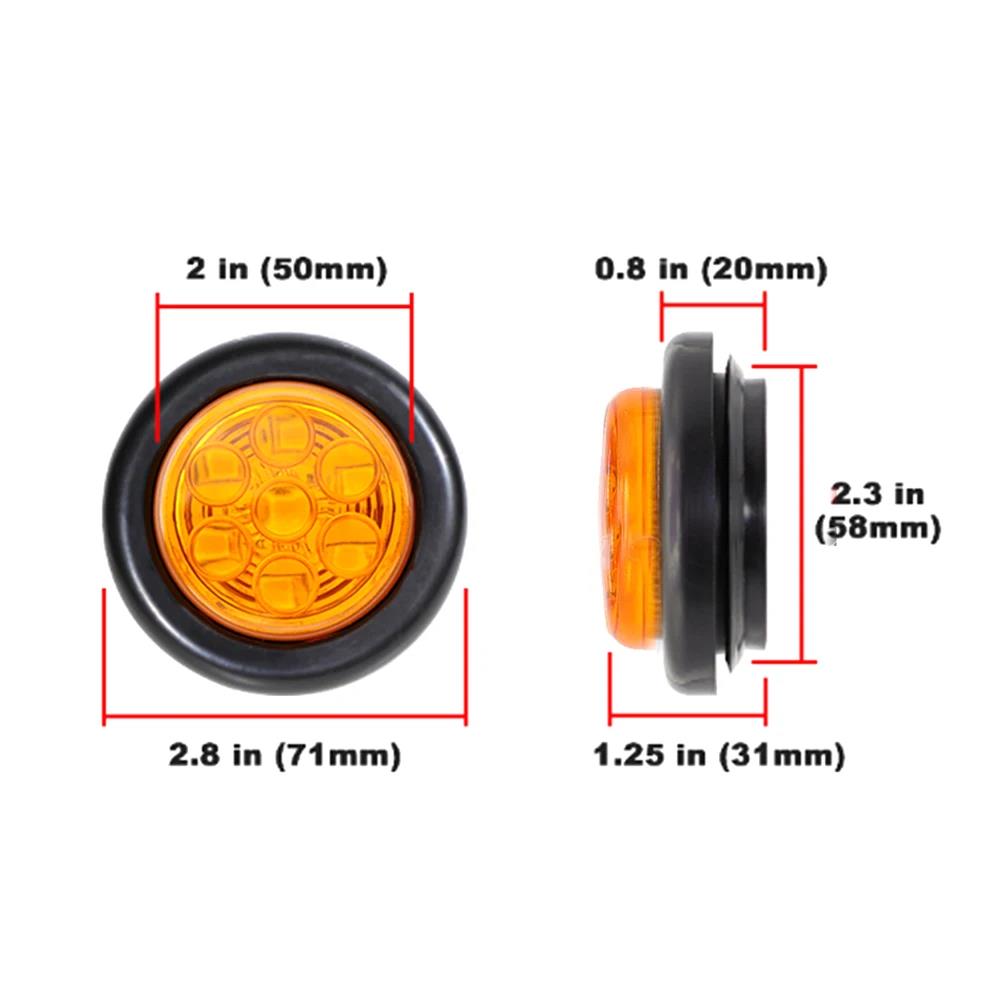 12V 24V Truck Round Tail Light 7 LED Side Marker Lights Flush Mount Signal Lamp For Car Trailer Tractor Pickup ATV Bus LorryTurn Signal 2