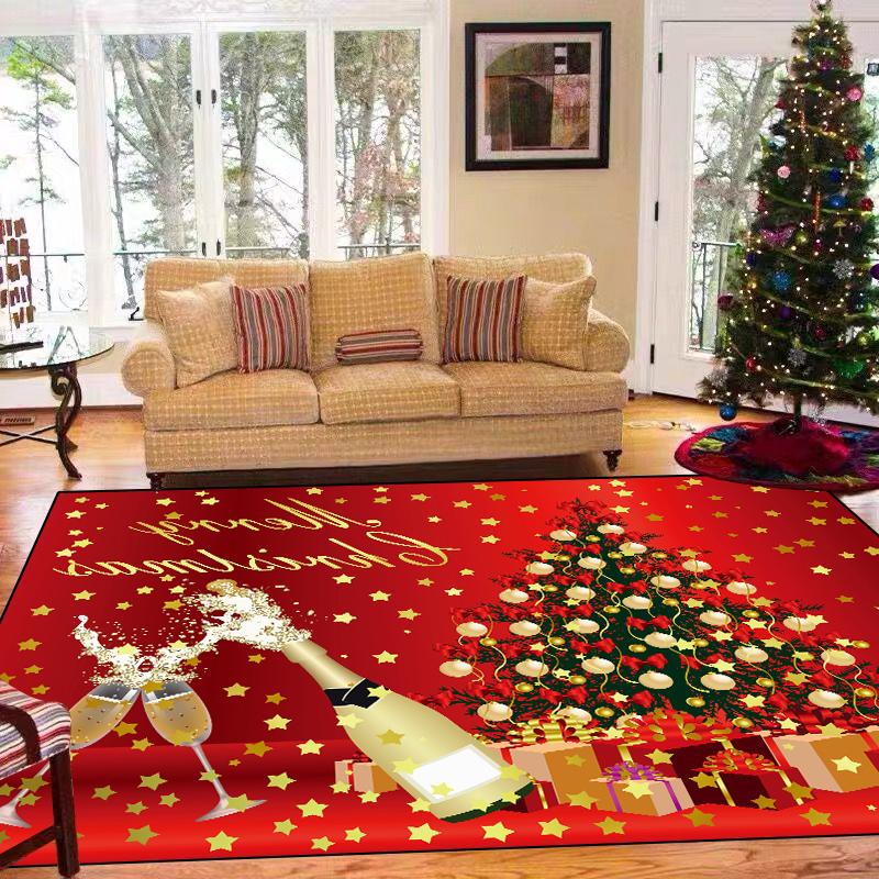 Christmas Carpet Living Room Decoration Home Rugs Children's Bedroom Non-slip Soft Mat Washable Balcony Lounge Rugs Customized