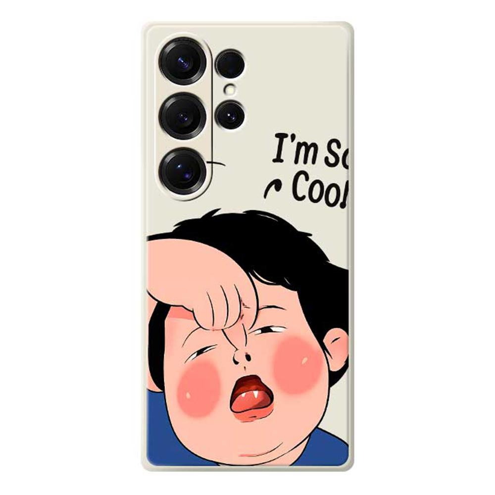 For Samsung Galaxy S25 Ultra Case Make Faces Kid Pattern Printing Straight Edge TPU Phone Back Cover