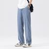 Pantaloni largi casual cu talie elastică pentru bărbați, vară, lyocell moale respirabil, pantaloni drepți