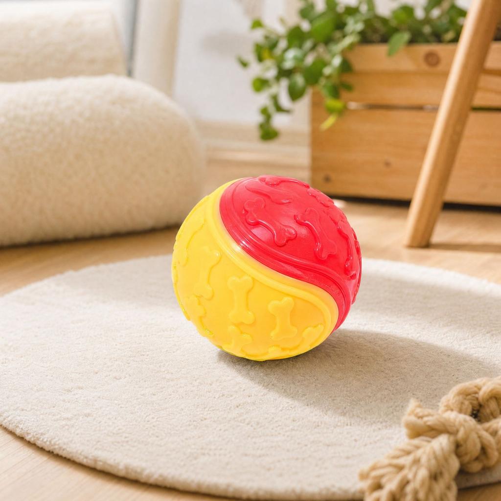 Dog Squeaky Ball Toy, Color Print -Shaped Ball for Small Dogs and