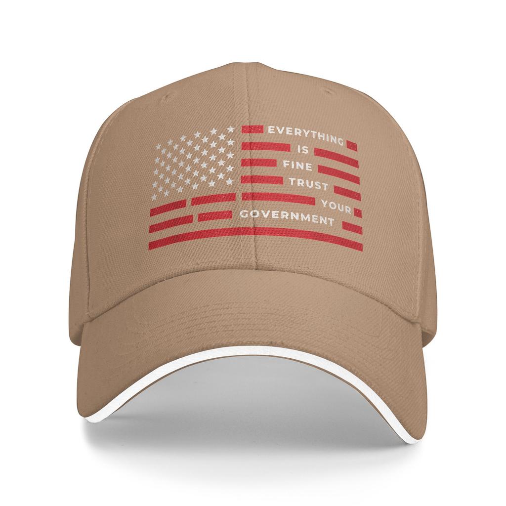 Summer Everything is Fine Trust Your Government Baseball Cap Hunting Camping Casual Sun Trucker Hat Male Sun-Proof Baseball Caps