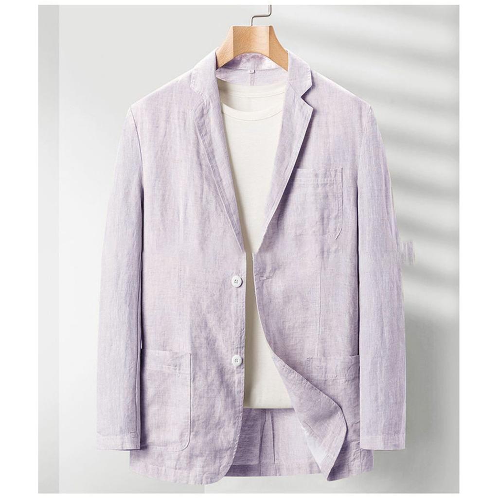 Cappotto da uomo in lino di cotone bianco Primavera Estate Colore puro Slim Casual Business Giacca da uomo sottile Giacca comoda e traspirante