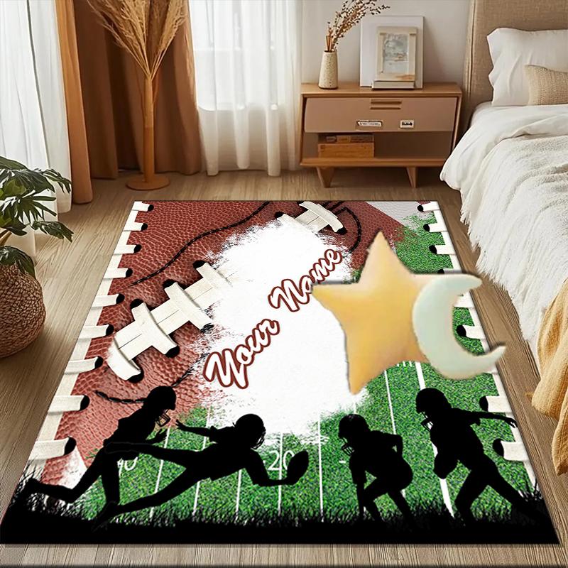 1PC Custom Name Football Team Spirit Theme Floor Mat Ideal for Living Room, Game Rooms, Office, Bedroom,Floor Mat Playful Design
