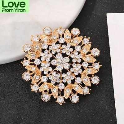 Broche Fleurs Mode Pour Femmes Épingle Vêtement Mariage Bouquet de Mariée Broches Cristal Bijou Cadeau Accessoires Col Strass