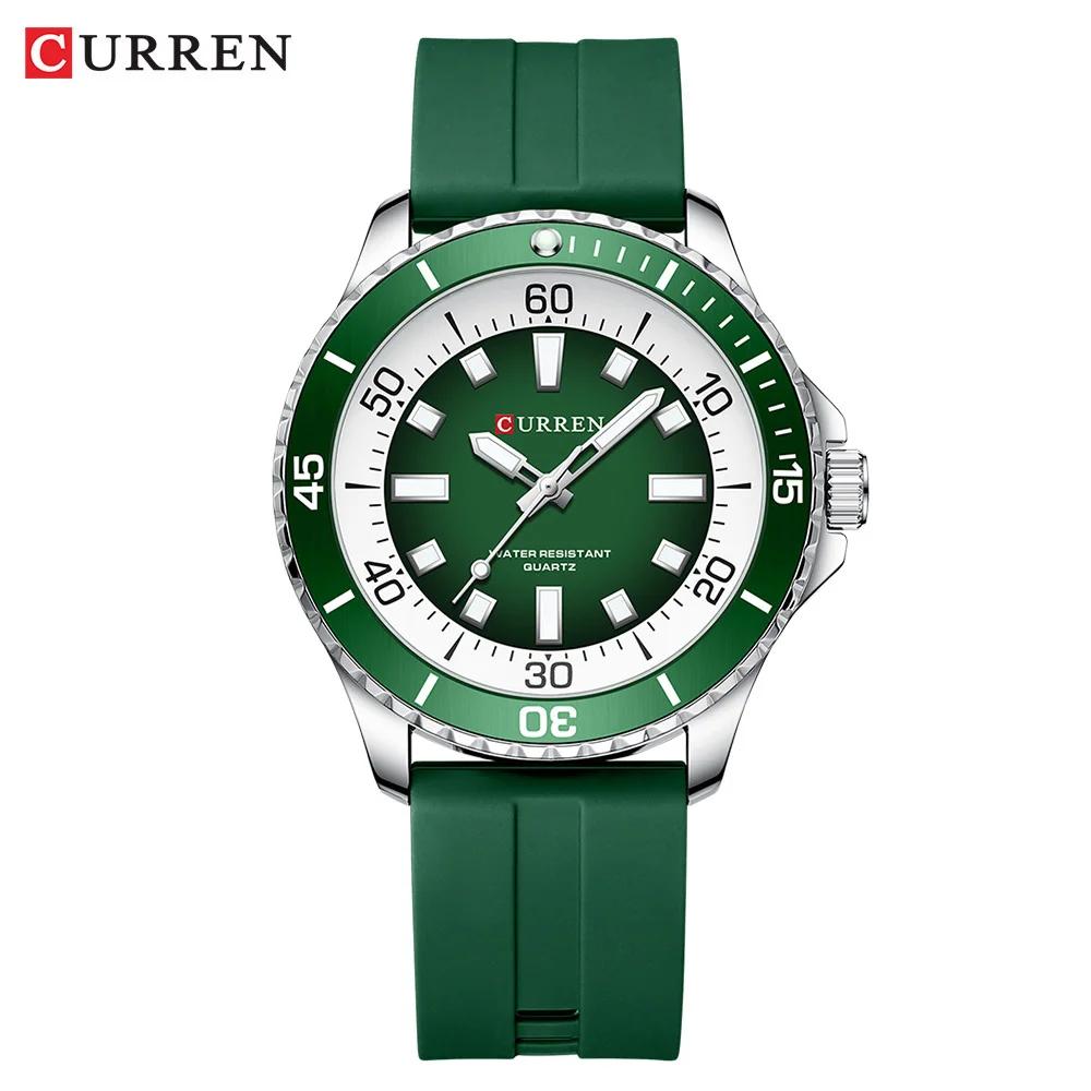 CURREN Sport Men Watch Top Brand Luxury Military Army Waterproof Male Clock Orange Silicone Quartz Original Man Wristwatch 8448