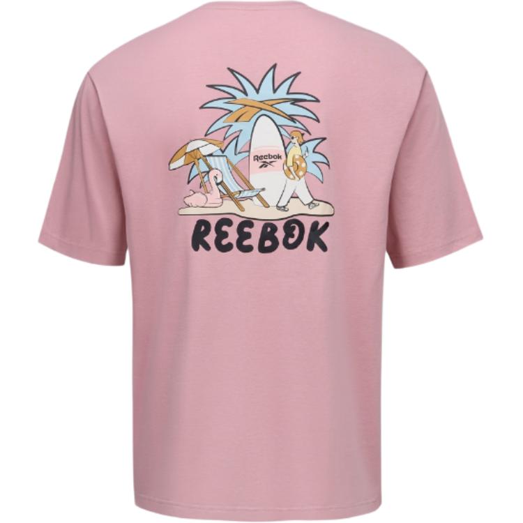 Reebok Classic Retro Casual Comfortable Trendy Round Neck Short Sleeve T-Shirt Unisex Tops Light-Pink 24SRM431UGF2