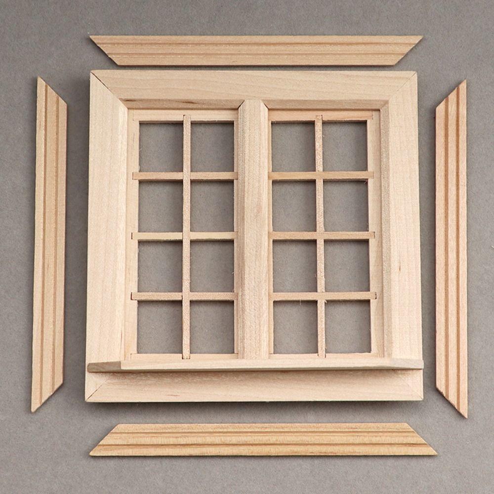 16 Felder Puppenhaus Fenster Modell Holz Quadratische Fenster Modell Miniatur Haus Dekor Für DIY Spielzeug