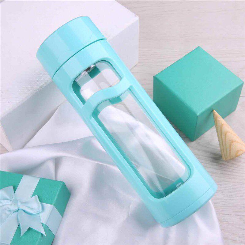 Three-Stage Tea Separation Cup, Glass Tea Cup, Portable High-End Cup for Men, Anti-Fall, Large Capacity, Insulated Cup 400ml Sky Blue (Tea Style) Default Specification 1