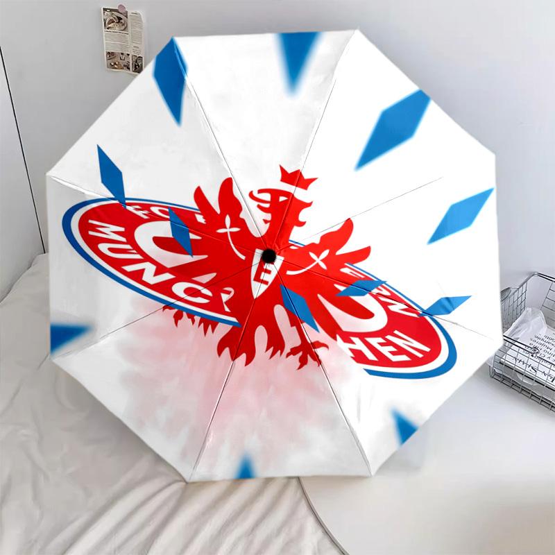 1 PC Automatic Folding Umbrella - Frankfurt Football Pattern Portable Foldable Design With 8 Ribs Christmas Birthday Gifts