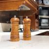 Wooden Pepper Mill, Ceramic Burr Adjustable Coarseness Pepper Grinder, Durable Manual Spice Pepper Mills Easily Refillable and Great Use, 5 Inch
