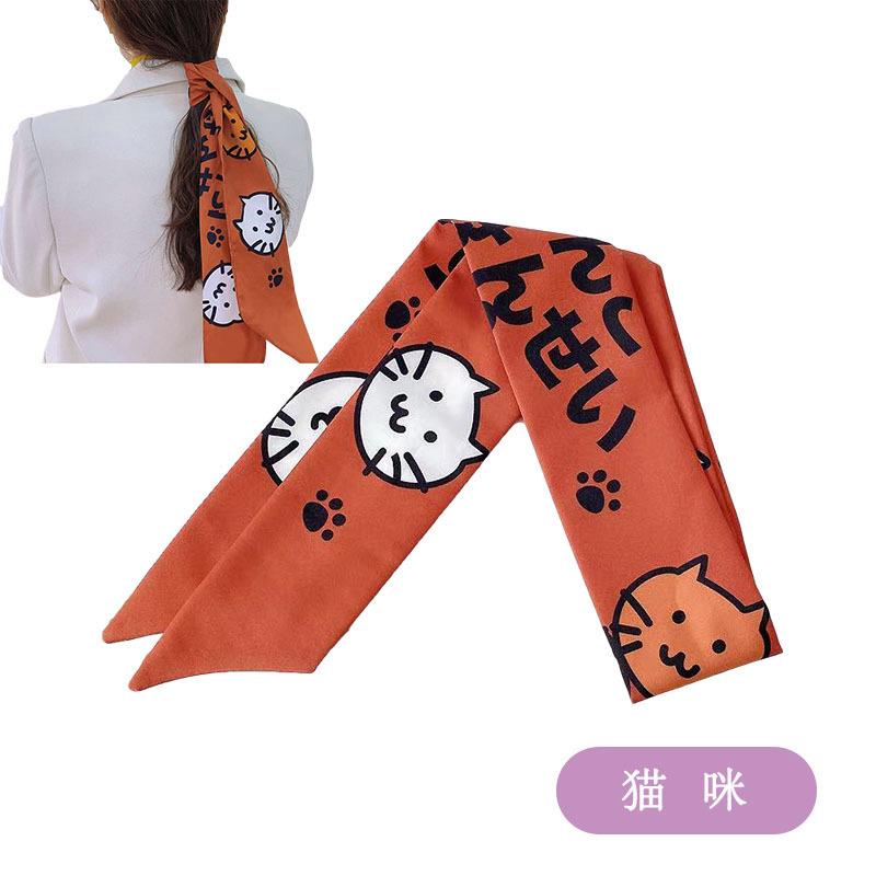 Qiandongge Seidenschal Stirnband Retro Weiblichkeit Gebundener Pferdeschwanz Schleife Band Stirnband Streamer Stirnband Mori Serie