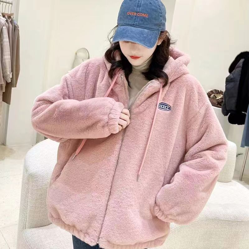 Autumn and winter new imitation rabbit fur jacket light casual fashion thickened warm plush coat
