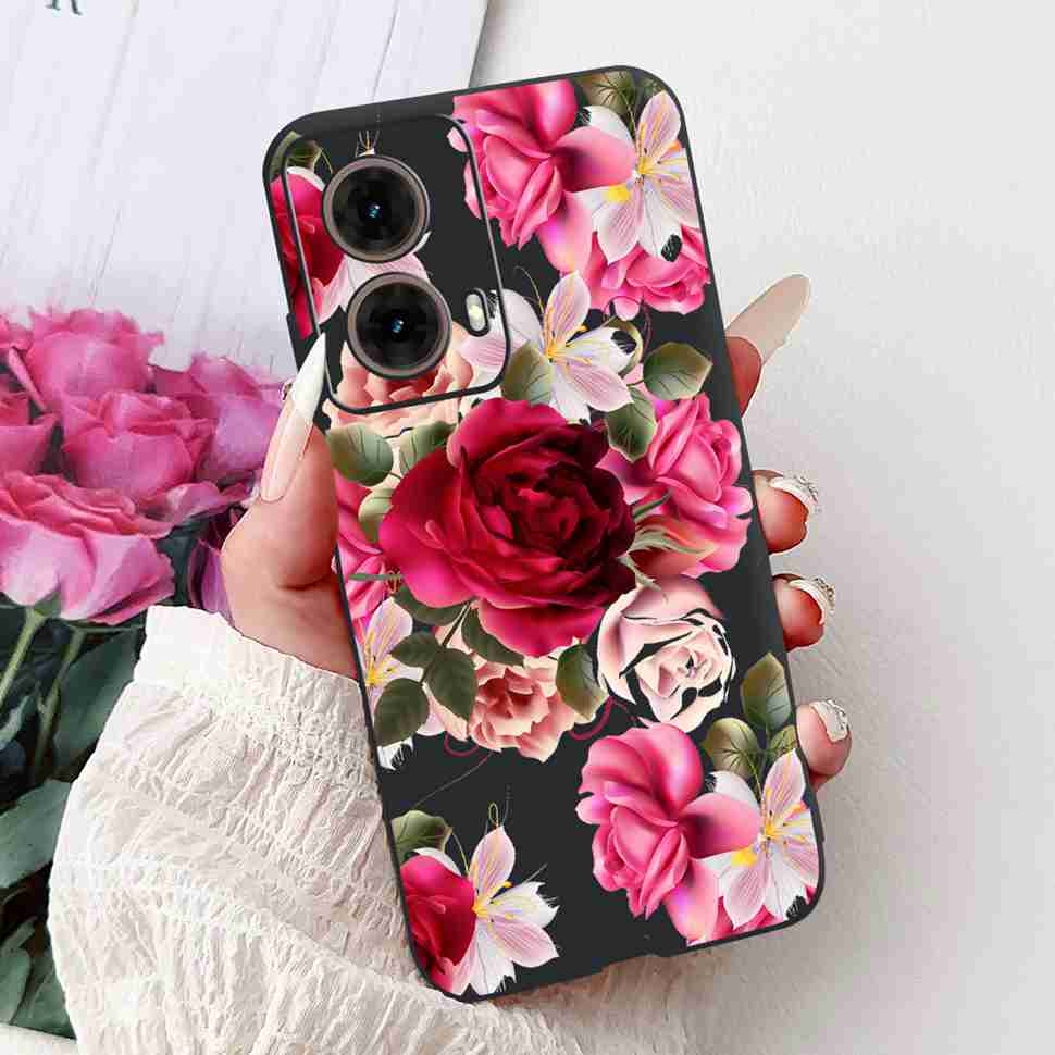 For Motorola Moto G85 5G 6.67" Case Sweet Love Flower Soft Silicone TPU Cover For Moto G85 G 85 XT2427-3 Shockproof Shell Bumper