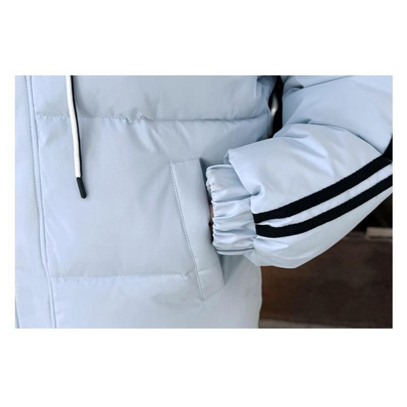 Women Winter Loose Striped Down Cotton Coat Small Size Thickened Padded Jacket Keep Warm Outfit