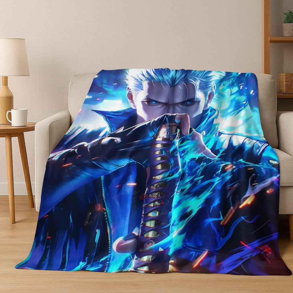 3D D-Devil May Cry DMC Hry Vergil Dante Flanelová deka, Teplá a útulná měkká přehozová deka pro domácí ložnici postel pohovku Dětský dárek