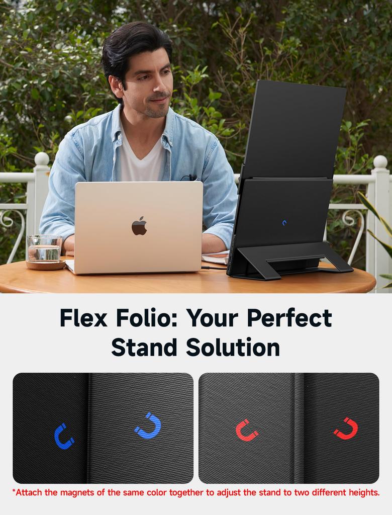 JSAUX FlipGo Pro Faux Leather Stand for Portable Compact and the Perfect Travel Companion for FlipGo Only Compatible with 13.5 ``Magnetic Monitor,