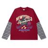 American Retro Five-pointed Star Letter Printing Fake Two-piece Long-sleeved T-shirt Men's and Women's Striped Spliced Street Casual Top