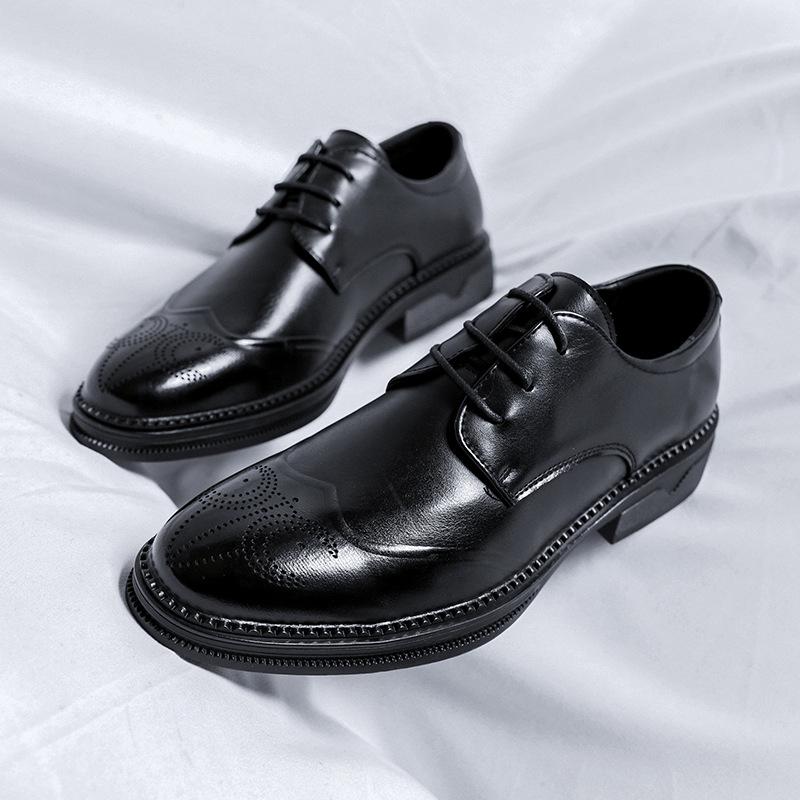 

Мужская обувь на рынке Douyin, популярное место, черные мужские повседневные кожаные туфли на шнуровке, свадебные туфли 1238-R 44 чёрный
