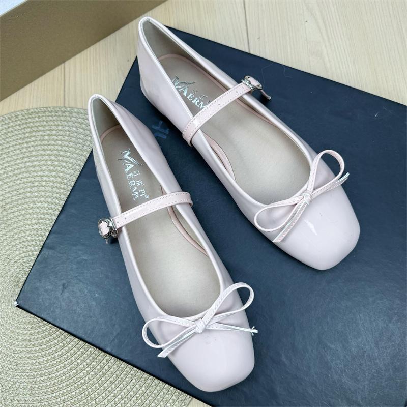 Fashion Flat Shoes for Women's Spring Autumn Square Toe Bow Mary Jane Shoes Women's Patent Leather Casual Women's Shoes Large Size 43 44