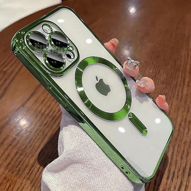 Custodia Trasparente Placcata Oro Per Per Iphone 17 Air 16 15 14 13 12 11 Pro Max Plus Cover Trasparente Magnetica Antiurto
