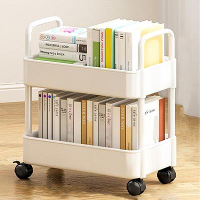 Mobiles Bücherregal mit 4 Rädern, max. 20 Pfund Tragkraft, Lagerregal, multifunktionaler Allzweck-Lagerwagen für Küche und Bad (37 x 25 x 43,5 cm)