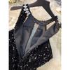 Accessible Luxury Gold Style Fancy Halterneck Dress Female Summer Sequin Diamond-Studded Design Niche Style Socialite Temperament Hip Skirt