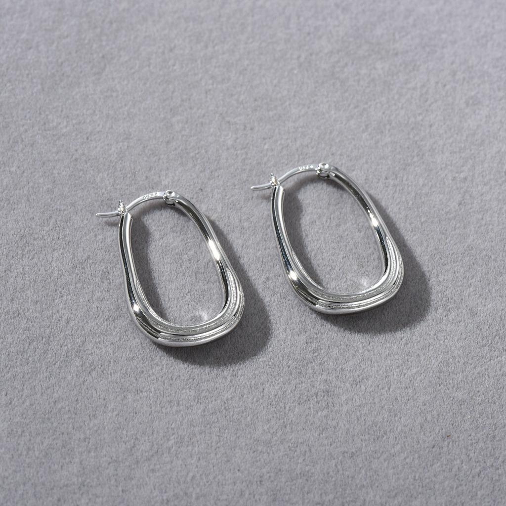 Premium Temperament Irregular Texture Plain Ring S925 Silver Needle Ear Buckle Earrings Niche Daily Commuting Must Enter Earrings Women