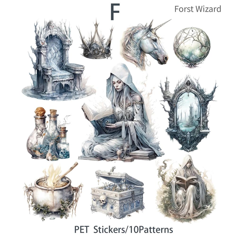 20pcs/pack Dark Witch PET Stickers Collage Vintage Scrapbooking Materials Decor Junk Journal DIY Sticker Stationery
