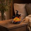 Halloween Themed Night Light Stained Glass Witch Hat Lamp, Handcrafted Retro Resin USB Powered Gothic Ambient Lighting Wizard Hats Light, Home