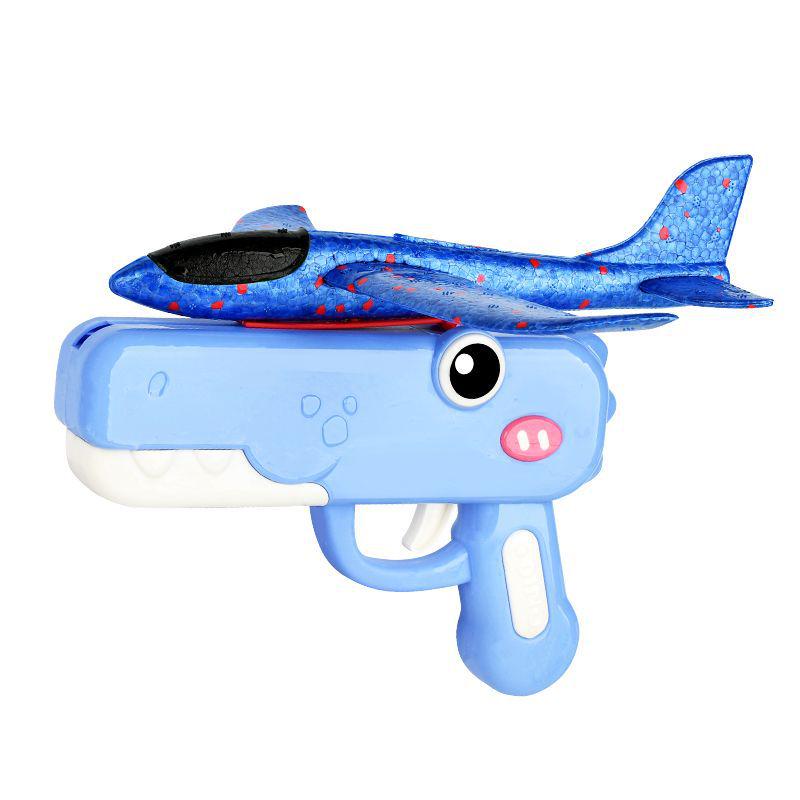 Cross-border Children's Foam Airplane Launcher Toy Gun: One-Key Launch, Hand-Thrown Flying Kite Ejector.