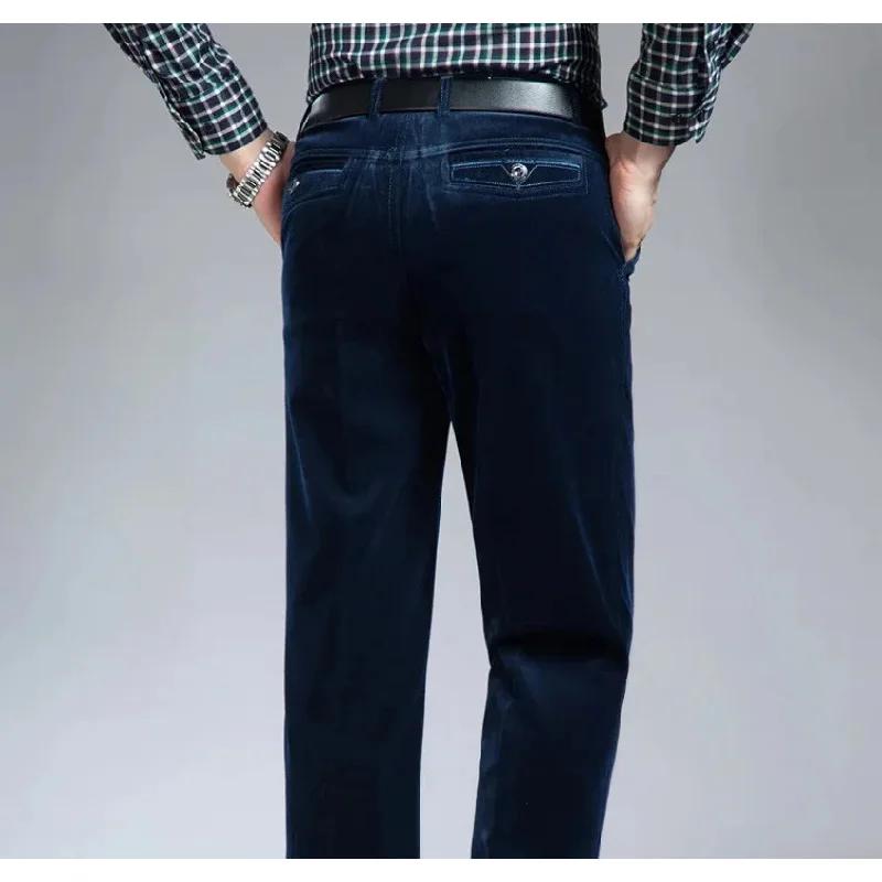 Autumn Padded Middle - Aged Men's Casual Trousers Striped Loose Pants for Men Corduroy Trousers