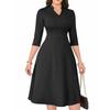 Women's Fashion V,Neck Three,Quarter Sleeve Church Work Dress With Pockets In Color